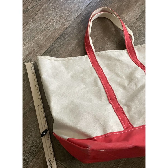 L.L. Bean Boat And Tote USA Made XL 23" Cream & Pink Canvas Bag Embroidered - Picture 5 of 6